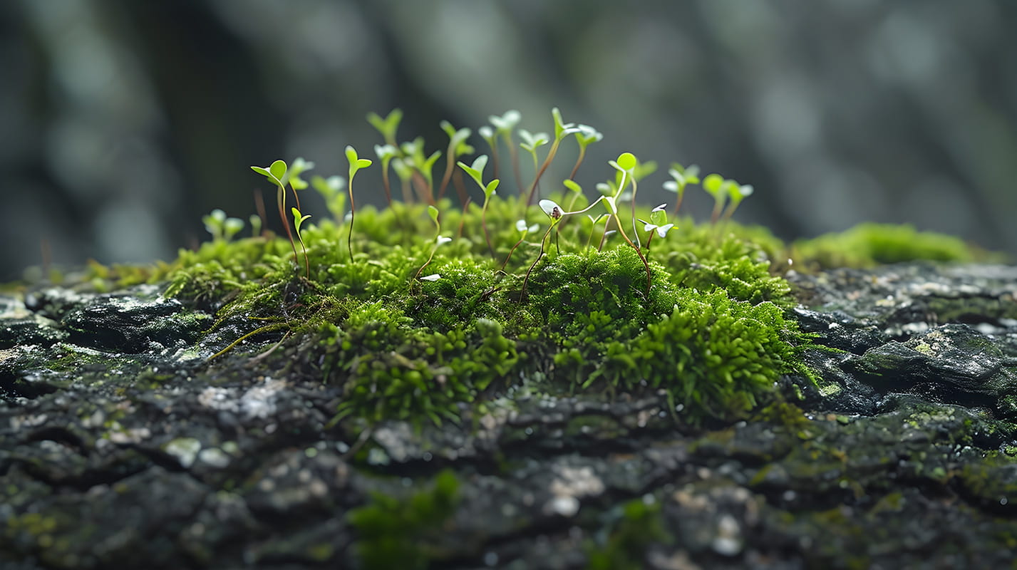 Vue rapprochée sur la végétation fragile dans le Parc du Mont-Bélair.